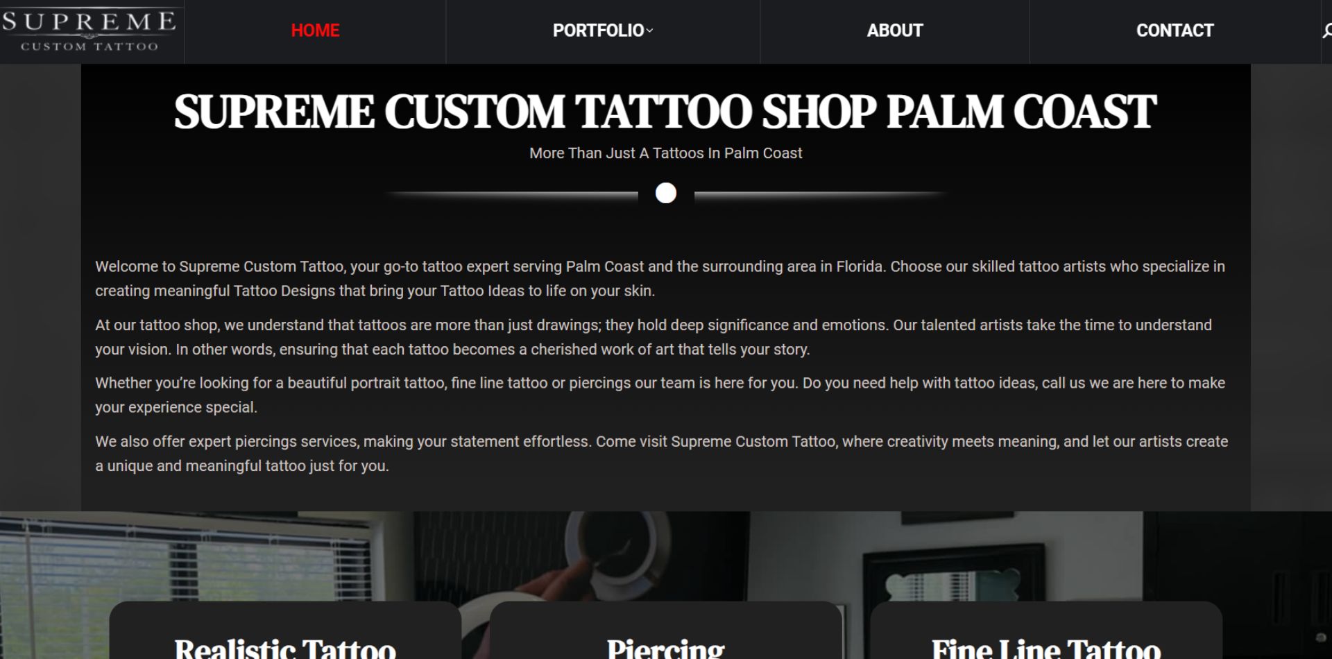 Supreme Custom Tattoo Website