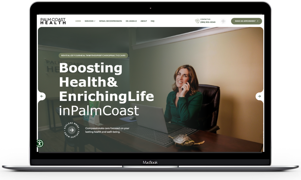 Palm Coast Health website shown on Tablet