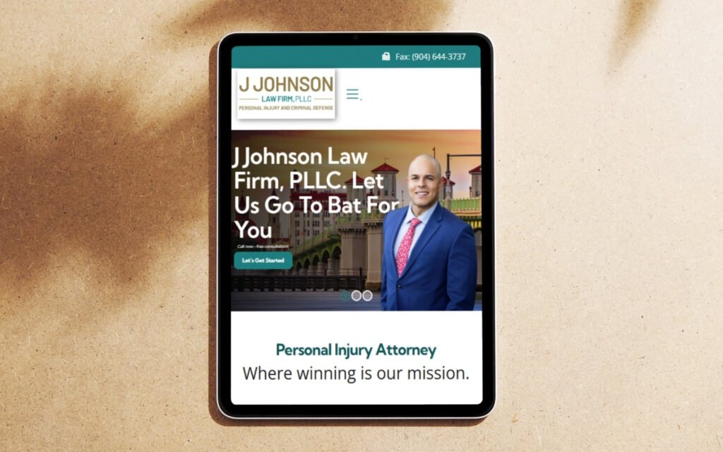 Law Firm Website Design Tablet – J Johnson Law